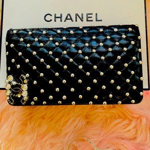 Chanel matelasse pebble with studs wallet